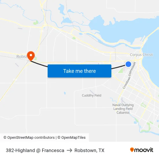 382-Highland @ Francesca to Robstown, TX map