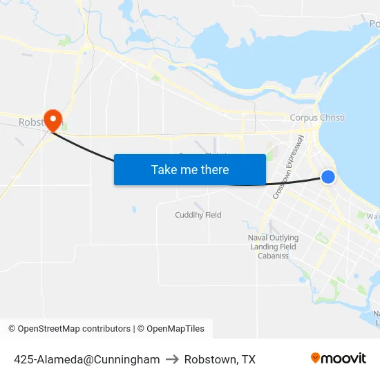425-Alameda@Cunningham to Robstown, TX map