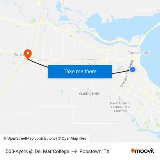 500-Ayers @ Del Mar College to Robstown, TX map