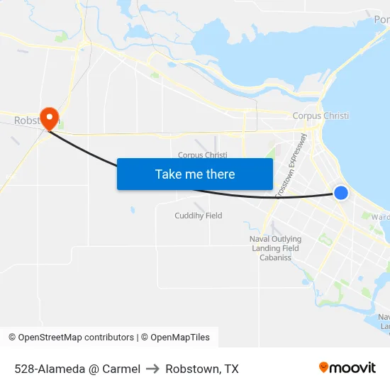 528-Alameda @ Carmel to Robstown, TX map