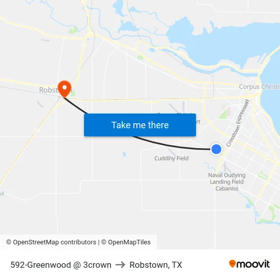 592-Greenwood @ 3crown to Robstown, TX map