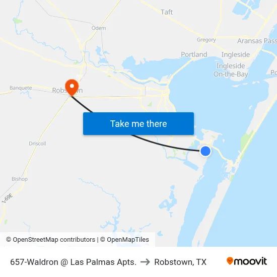 657-Waldron @ Las Palmas Apts. to Robstown, TX map