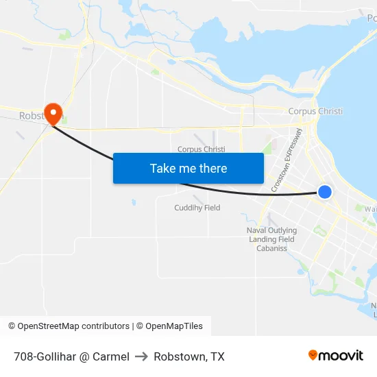 708-Gollihar @ Carmel to Robstown, TX map