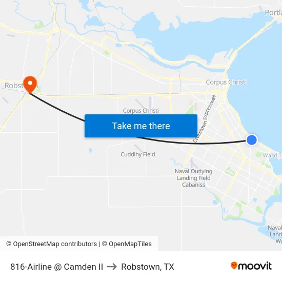 816-Airline @ Camden II to Robstown, TX map