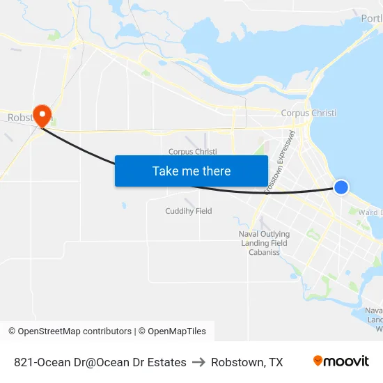 821-Ocean Dr@Ocean Dr Estates to Robstown, TX map
