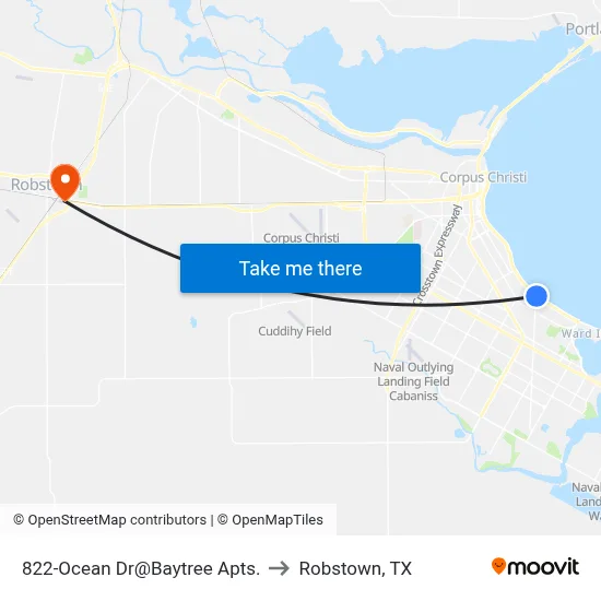 822-Ocean Dr@Baytree Apts. to Robstown, TX map