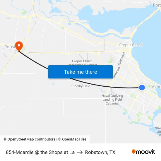 854-Mcardle @ the Shops at La to Robstown, TX map