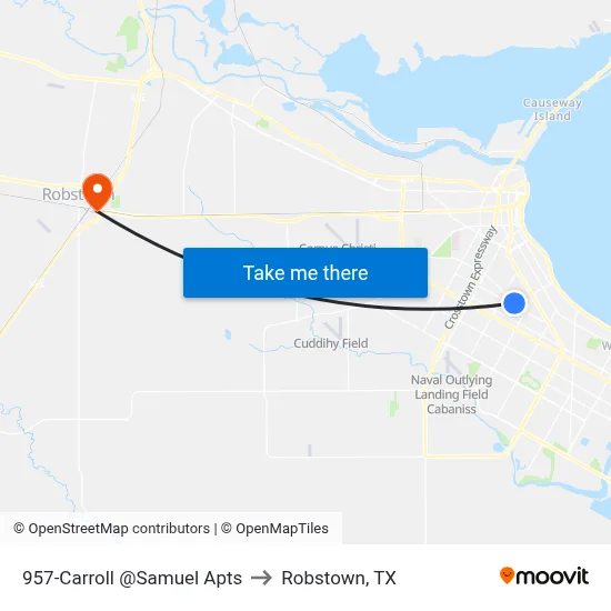 957-Carroll @Samuel Apts to Robstown, TX map