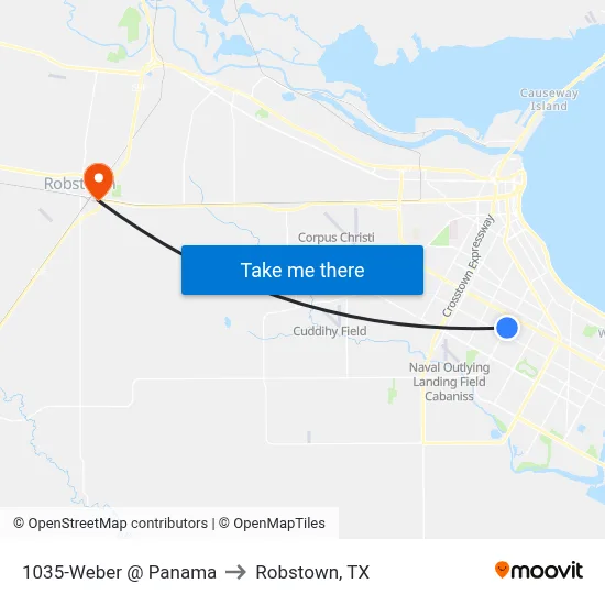 1035-Weber @ Panama to Robstown, TX map