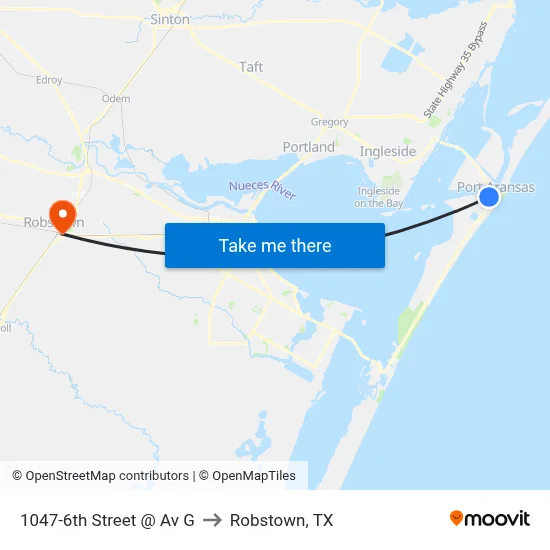1047-6th Street @ Av G to Robstown, TX map