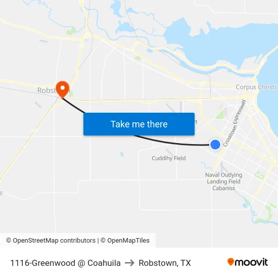 1116-Greenwood @ Coahuila to Robstown, TX map