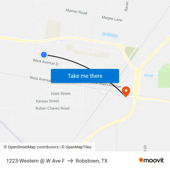 1223-Western @ W Ave F to Robstown, TX map
