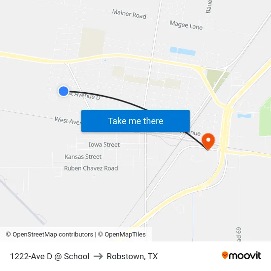 1222-Ave D @ School to Robstown, TX map