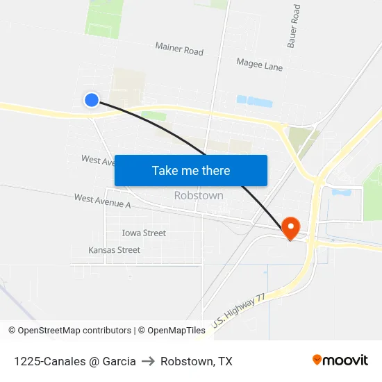1225-Canales @ Garcia to Robstown, TX map