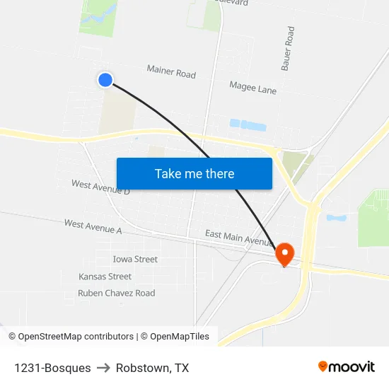 1231-Bosques to Robstown, TX map