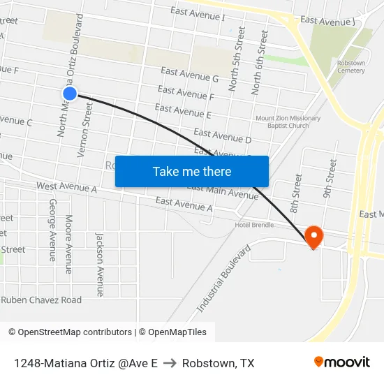 1248-Matiana Ortiz @Ave E to Robstown, TX map