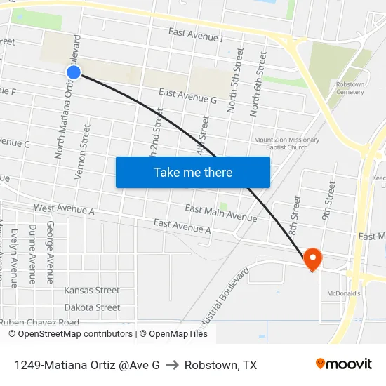 1249-Matiana Ortiz @Ave G to Robstown, TX map
