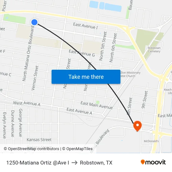 1250-Matiana Ortiz @Ave I to Robstown, TX map