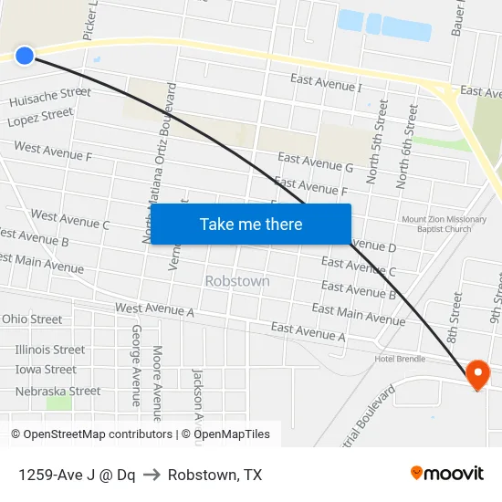 1259-Ave J @ Dq to Robstown, TX map