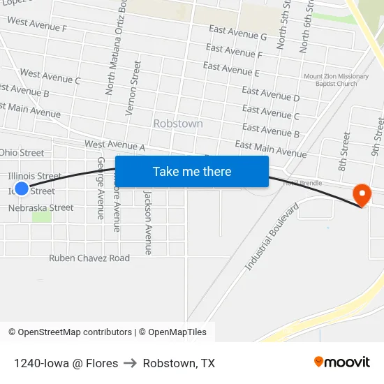 1240-Iowa @ Flores to Robstown, TX map
