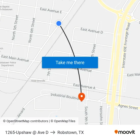 1265-Upshaw @ Ave D to Robstown, TX map