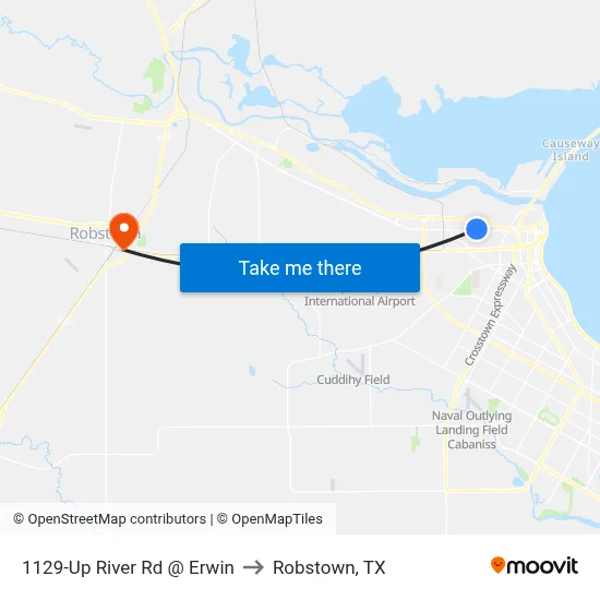 1129-Up River Rd @ Erwin to Robstown, TX map
