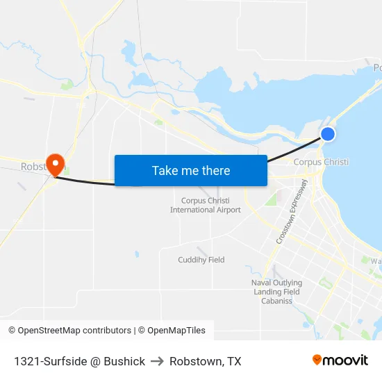 1321-Surfside @ Bushick to Robstown, TX map