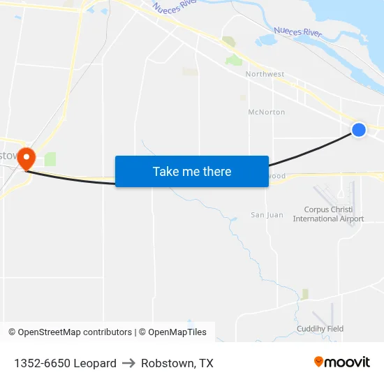 1352-6650 Leopard to Robstown, TX map