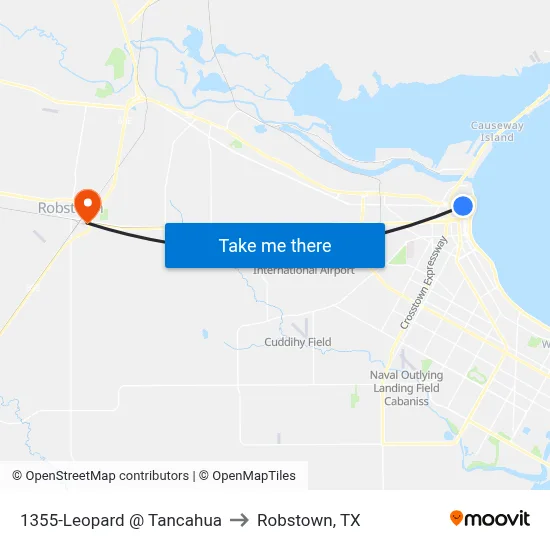 1355-Leopard @ Tancahua to Robstown, TX map