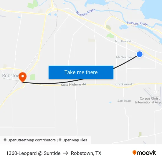 1360-Leopard @ Suntide to Robstown, TX map