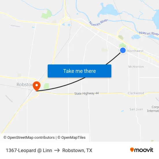 1367-Leopard @ Linn to Robstown, TX map