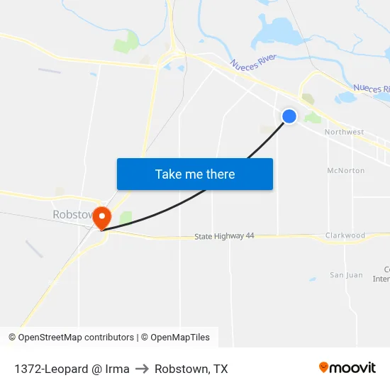 1372-Leopard @ Irma to Robstown, TX map