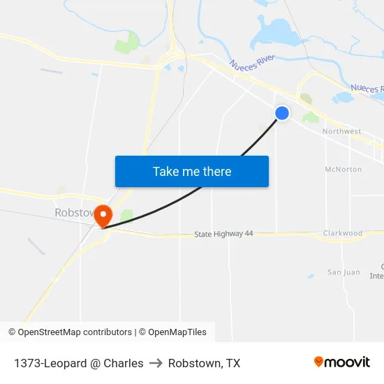 1373-Leopard @ Charles to Robstown, TX map