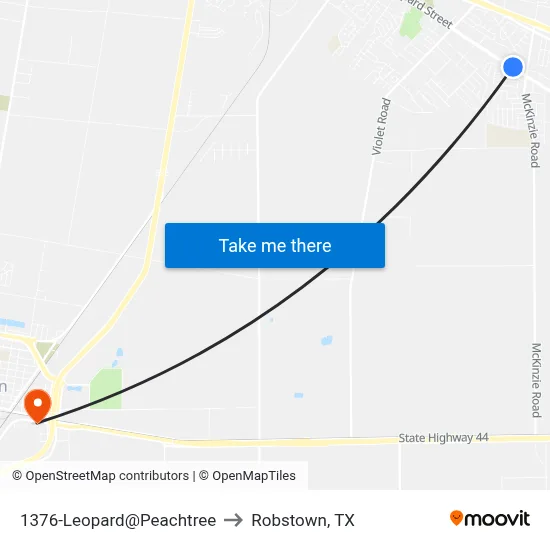 1376-Leopard@Peachtree to Robstown, TX map