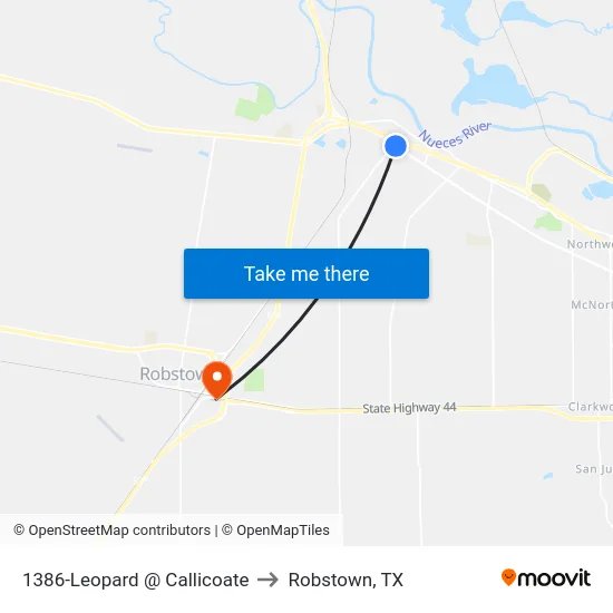 1386-Leopard @ Callicoate to Robstown, TX map