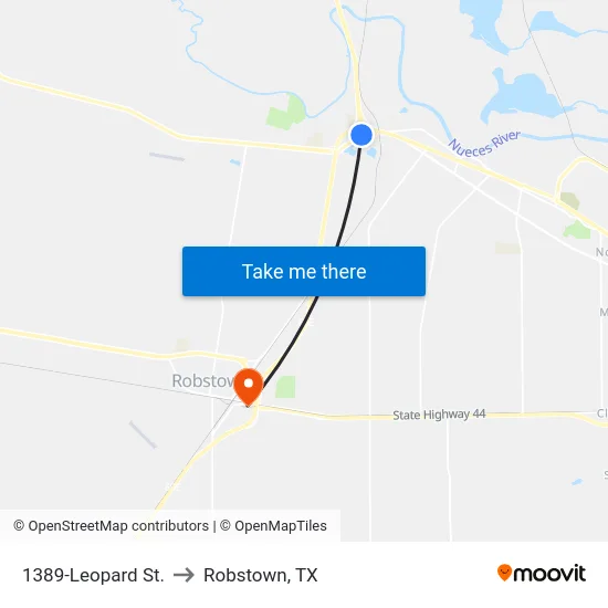 1389-Leopard St. to Robstown, TX map