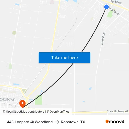 1443-Leopard @ Woodland to Robstown, TX map