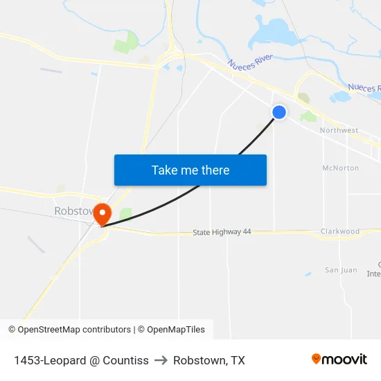 1453-Leopard  @  Countiss to Robstown, TX map