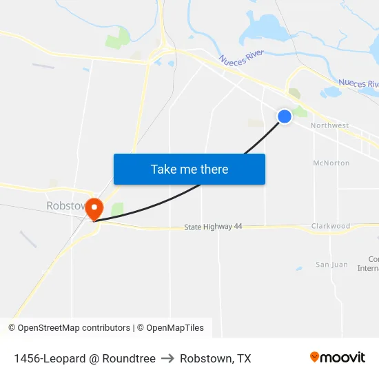1456-Leopard @ Roundtree to Robstown, TX map