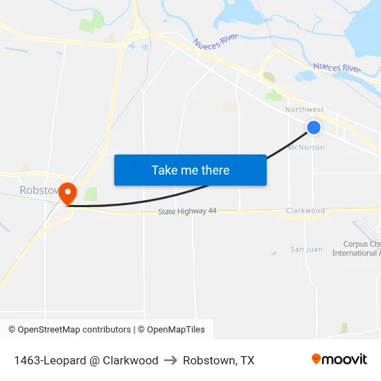 1463-Leopard @ Clarkwood to Robstown, TX map