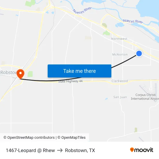 1467-Leopard  @  Rhew to Robstown, TX map