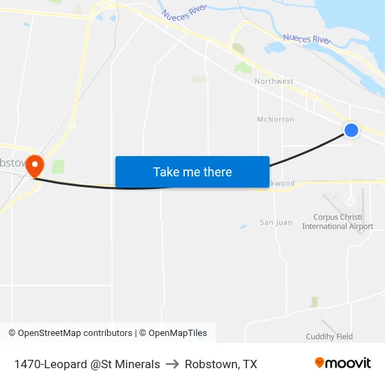 1470-Leopard @St Minerals to Robstown, TX map