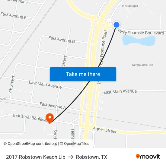 2017-Robstown Keach Lib to Robstown, TX map