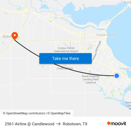 2561-Airline @ Candlewood to Robstown, TX map