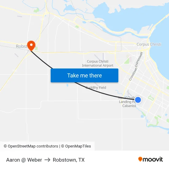 Aaron @ Weber to Robstown, TX map