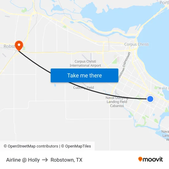 Airline @ Holly to Robstown, TX map