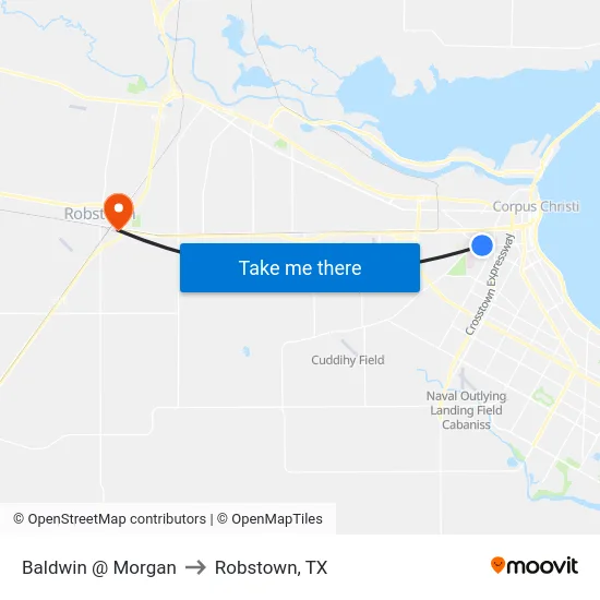 Baldwin @ Morgan to Robstown, TX map