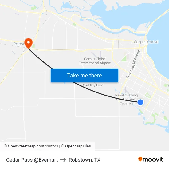 Cedar Pass @Everhart to Robstown, TX map