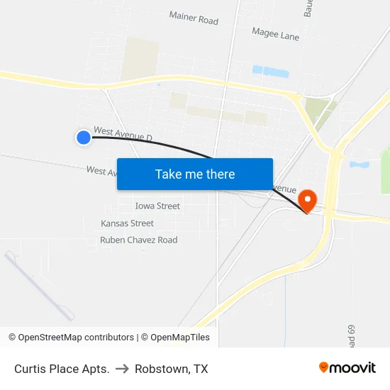 Curtis Place Apts. to Robstown, TX map