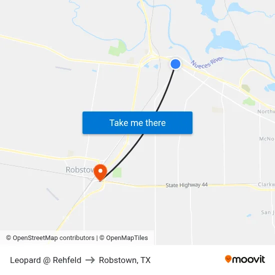 Leopard @ Rehfeld to Robstown, TX map